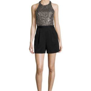 Alice + Olivia Nisha Embellished Romper in black multi size 8 #PM177